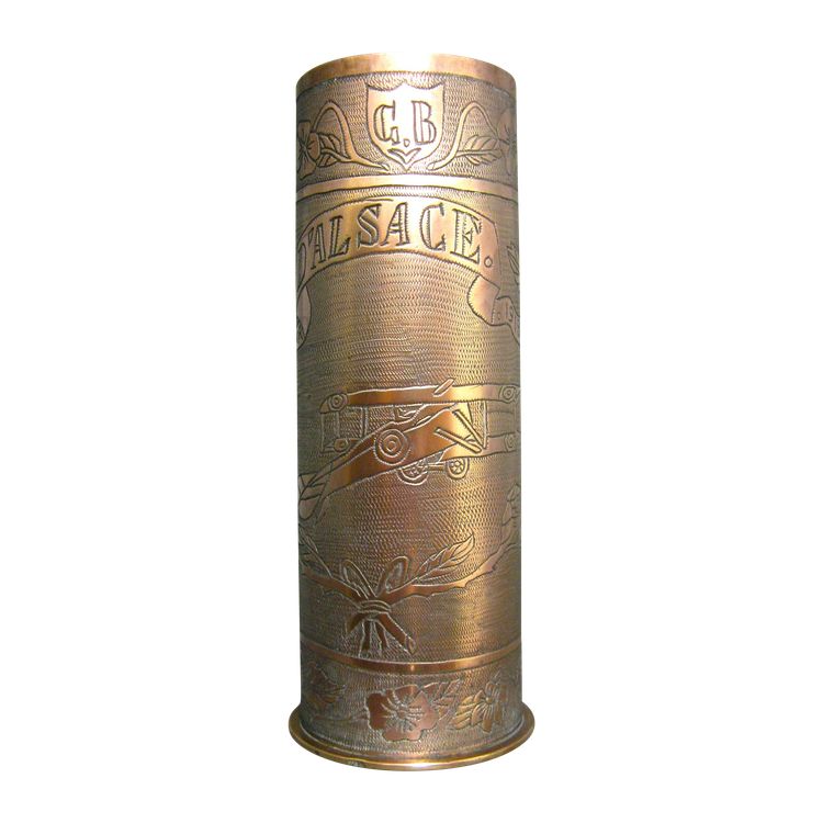 Douille Souvenir, Artisanat De Tranchée, Alsace 1918, A l'Aviation Militaire De 14/18. WWI.