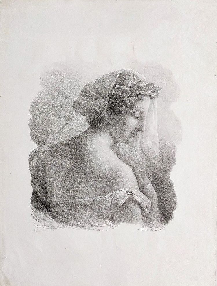 Lithographie ancienne Portrait Femme Néo Classique d'Après Henri Grévedon