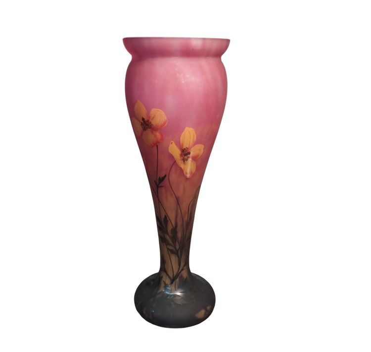 Vaso in vetro MADO con decorazione smaltata XX