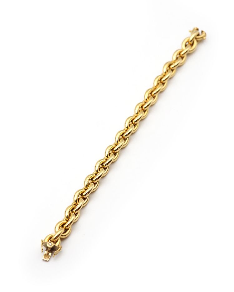 Bracciale largo a maglia ovale in oro 18k, stile maglia a catena di ancoraggio, bracciale vintage