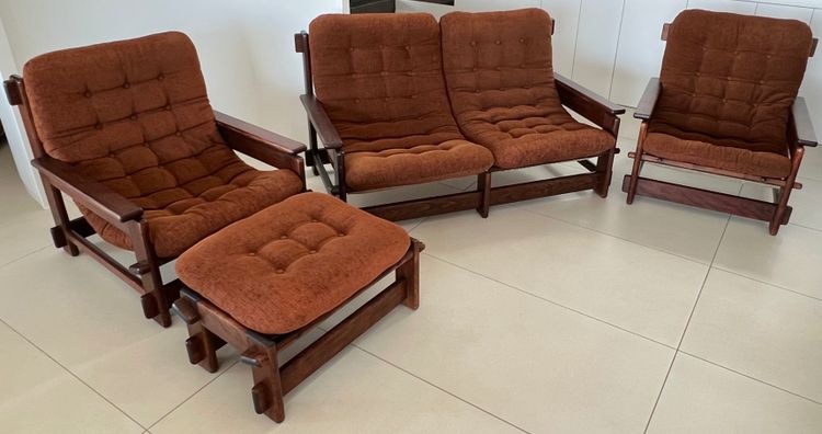 Scandinavian sofa, two armchairs and an ottoman, 1960s