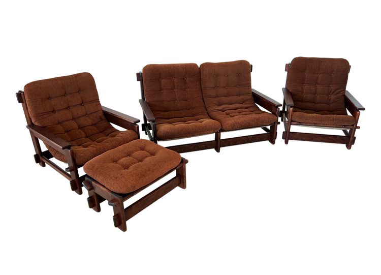 Scandinavian sofa, two armchairs and an ottoman, 1960s