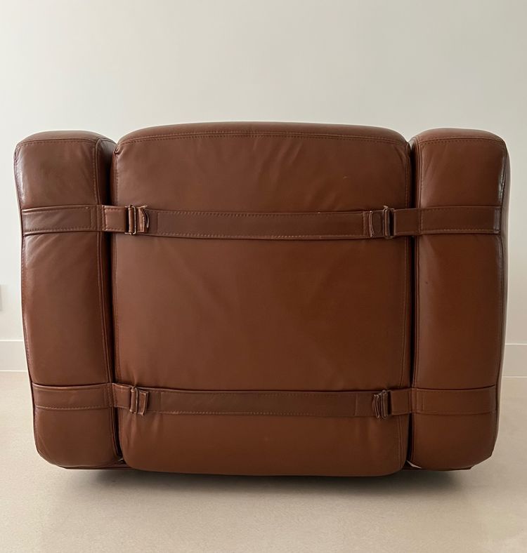 Prototipo di poltrona in similpelle marrone di Michel Ducaroy, Francia, anni '70
