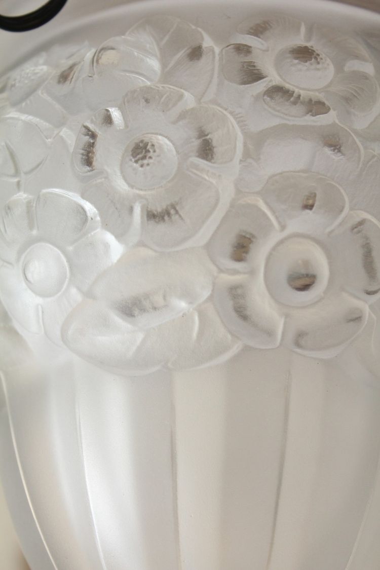 Lampadario Art Déco a 3 luci in vetro e metallo, circa 1930