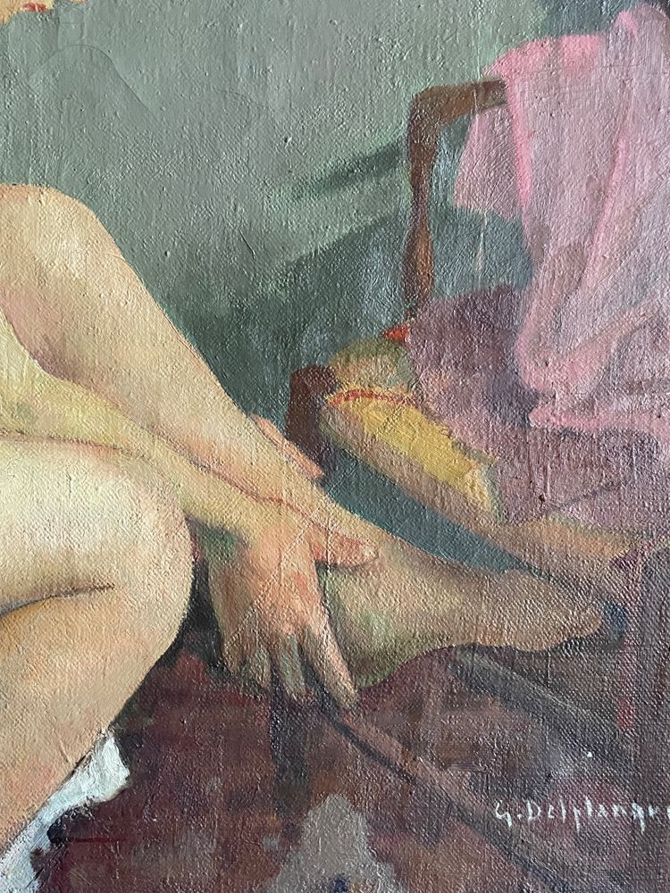 Öl auf Leinwand, Frau bei ihrer Toilette, signiert Georges Emile Delplanque (1903-1999), datiert 1934