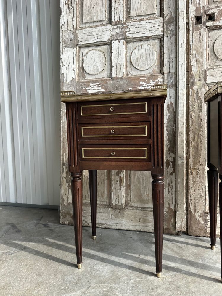 Pair of Louis XVI mahogany bedside tables, 20th century