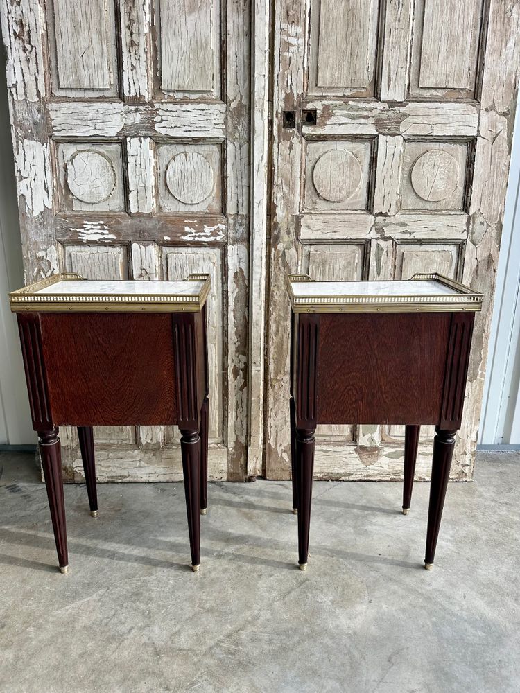 Pair of Louis XVI mahogany bedside tables, 20th century