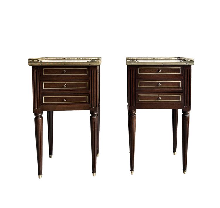 Pair of Louis XVI mahogany bedside tables, 20th century