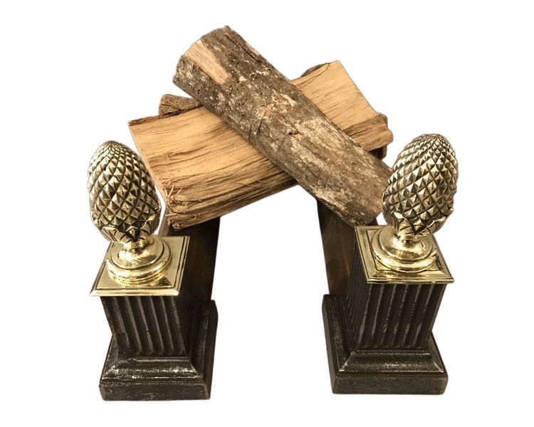 Coppia di alari in ghisa e bronzo del XIX secolo