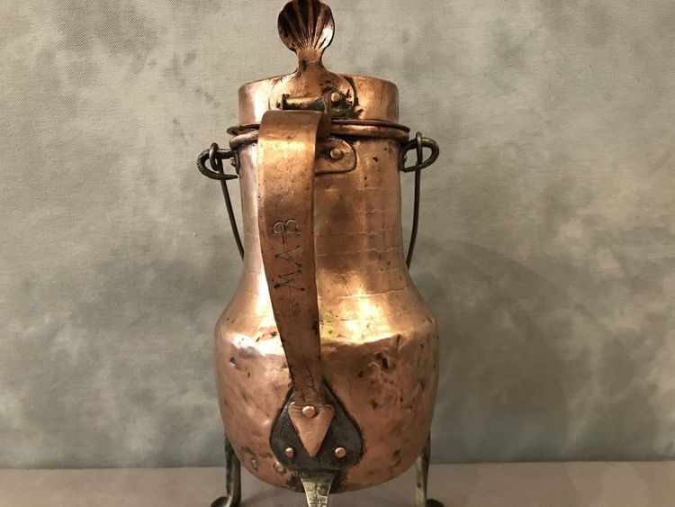 Bellissimo e grande coquemar in rame del XVIII secolo