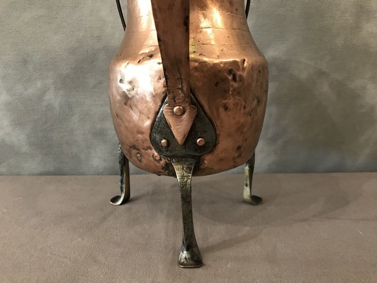 Bellissimo e grande coquemar in rame del XVIII secolo