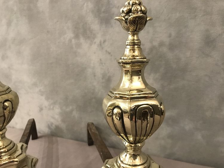 Beaux chenets anciens en bronze d'époque 19 ème 