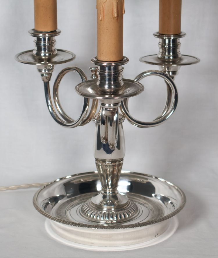 Late 19th century silver-plated bronze hot-water bottle lamp