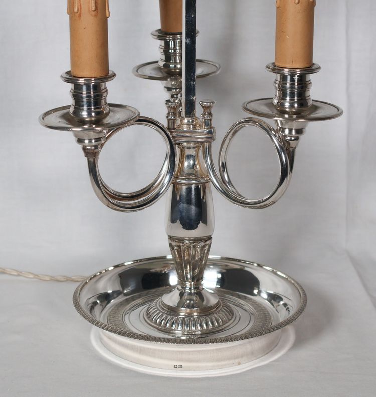 Late 19th century silver-plated bronze hot-water bottle lamp