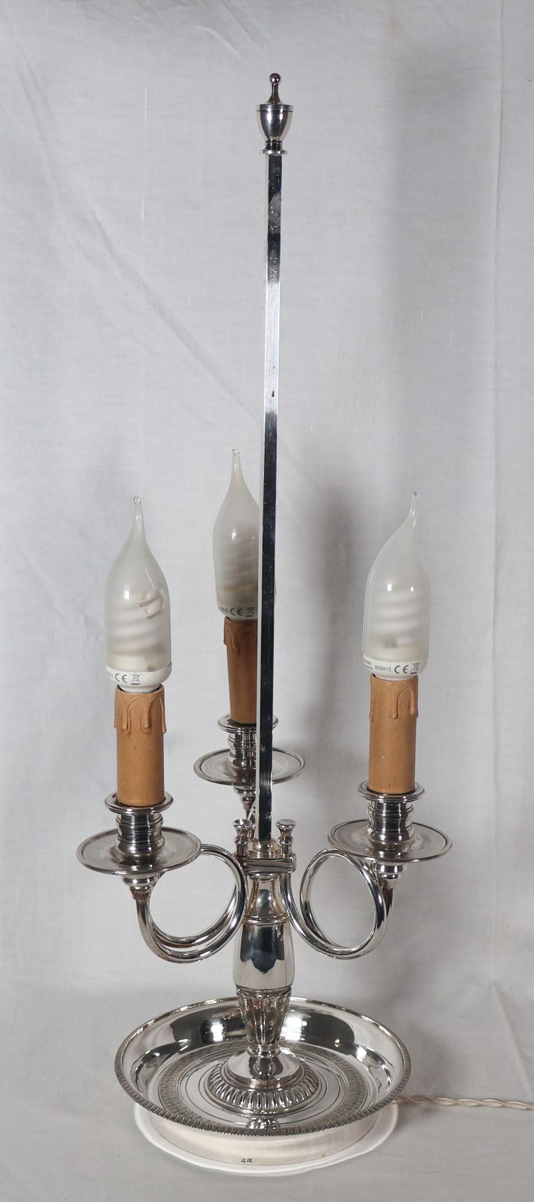 Late 19th century silver-plated bronze hot-water bottle lamp