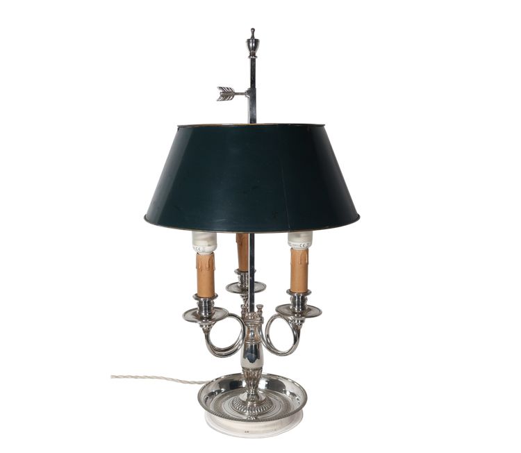 Late 19th century silver-plated bronze hot-water bottle lamp