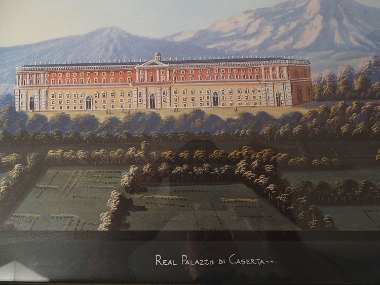 Série 8 gouaches napolitaines paysages éruption Vésuve Fusaro Naples XIXème