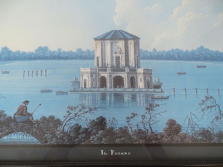 Série 8 gouaches napolitaines paysages éruption Vésuve Fusaro Naples XIXème