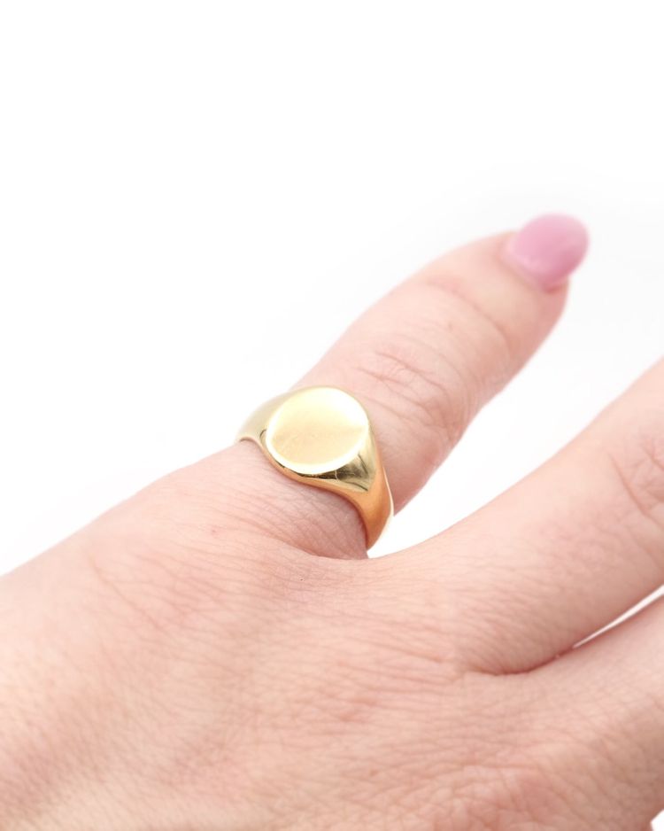 Vintage Siegelring, ungegraviert und ohne Verzierung in 18k Gold, Siegelring zum Gravieren, Vintage Ring