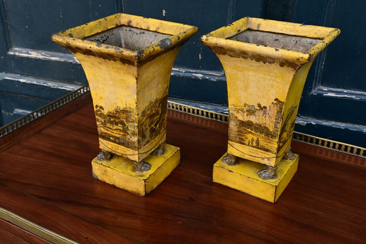 pair of planters in Italian-style sheet metal, Empire period work