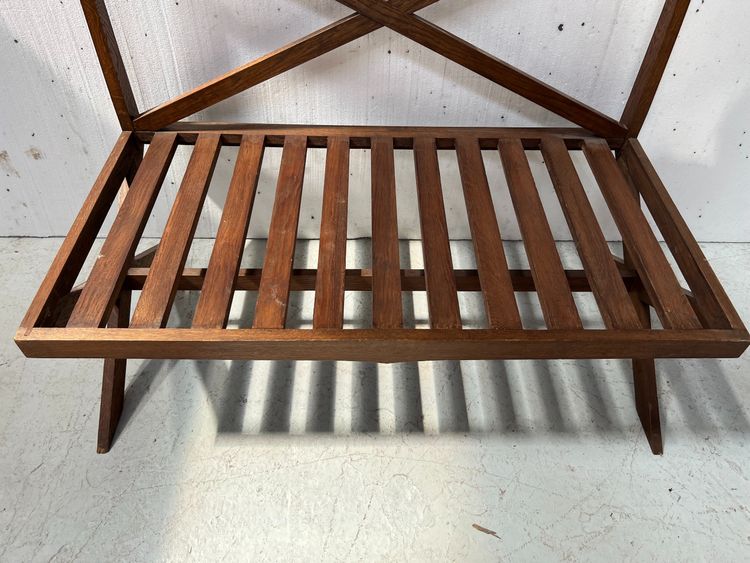 Solid oak patio bench from the 70s