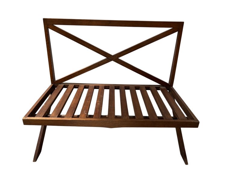 Solid oak patio bench from the 70s