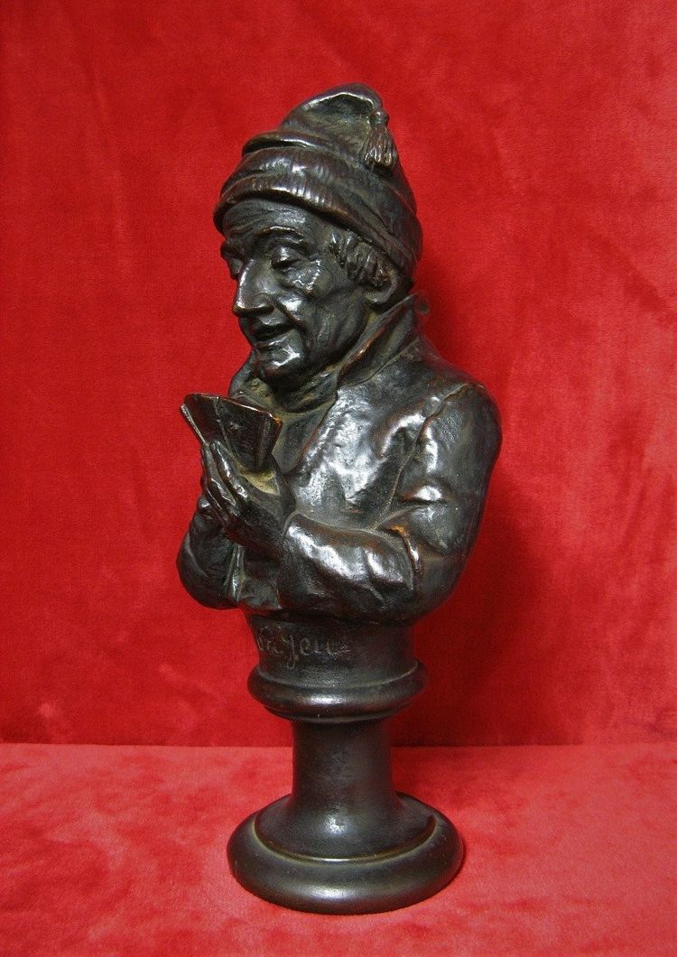 Bust of a card player, 19th century.
