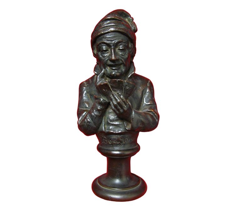 Bust of a card player, 19th century.