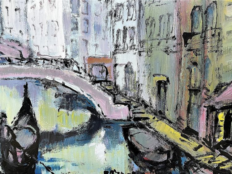 Mario Bonamici (1912-2002), Tableau "Venise", Années 1970.