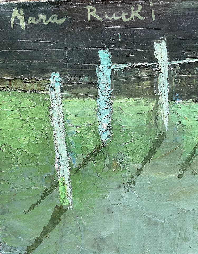 Mara Rucki, née en 1920, Tableau "La Barque Bleue", Années 1970.
