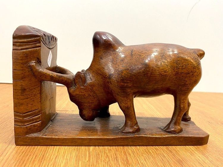 Coppia di fermalibri in legno esotico