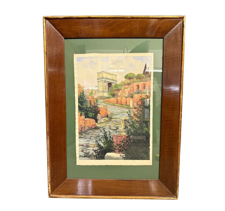 Aquarelle ancienne, Forums romains. Rome, XIXe siècle, 64 x 44 cm.