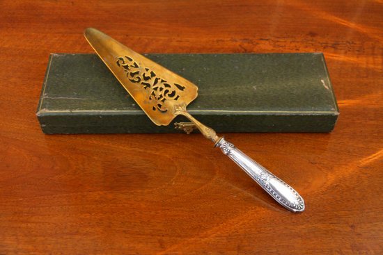 Pelle à gâteau en vermeil et argent d'époque XIXe siècle
