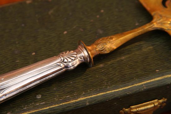 Pelle à gâteau en vermeil et argent d'époque XIXe siècle