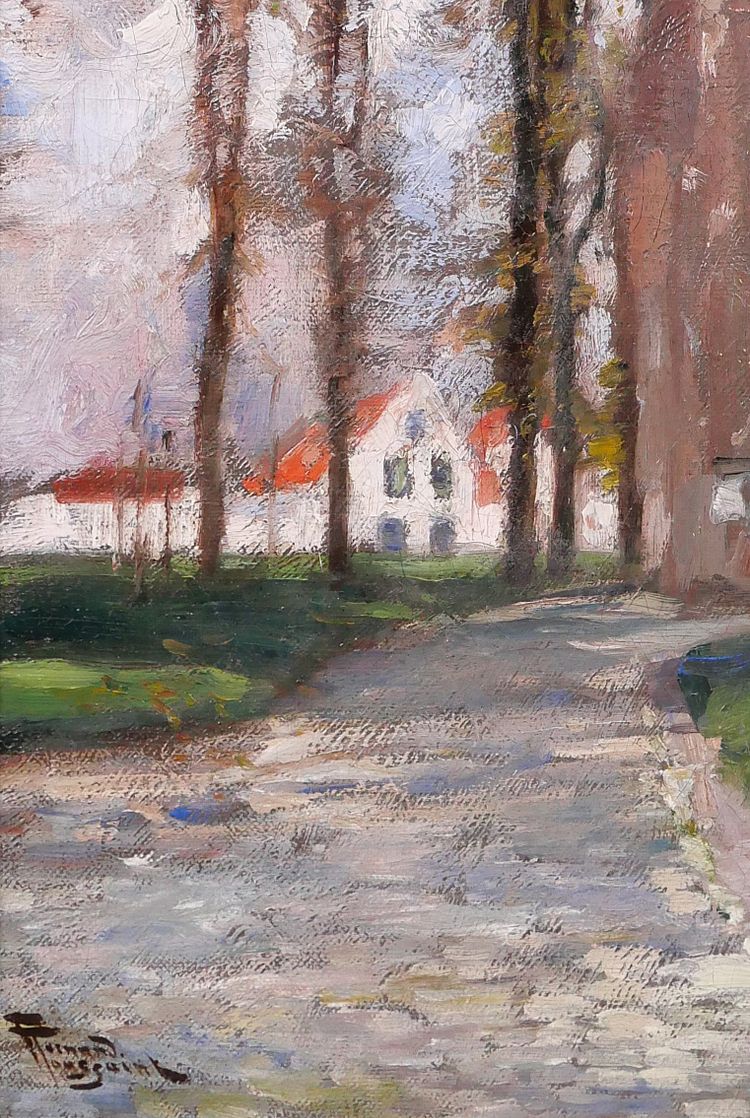 Fernand TOUSSAINT 1873-1956 Brügge, der Beginenhof, Gemälde, um 1920, belgische Landschaft