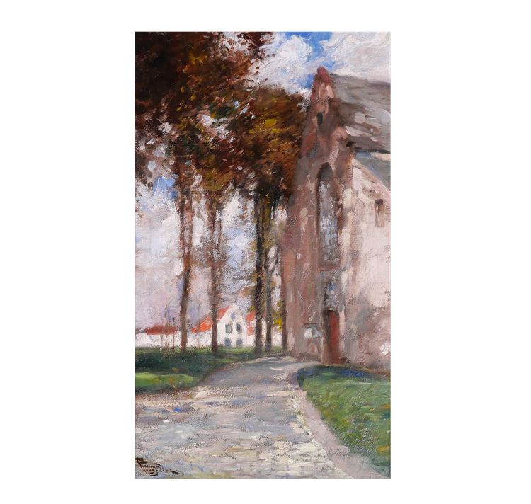 Fernand TOUSSAINT 1873-1956 Brügge, der Beginenhof, Gemälde, um 1920, belgische Landschaft
