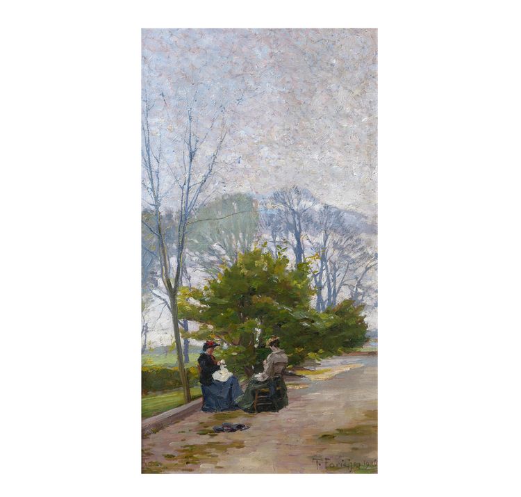François FORICHON 1865-1952 Frauen im Garten, Gemälde, 1906, Impressionismus Couture Landschaft