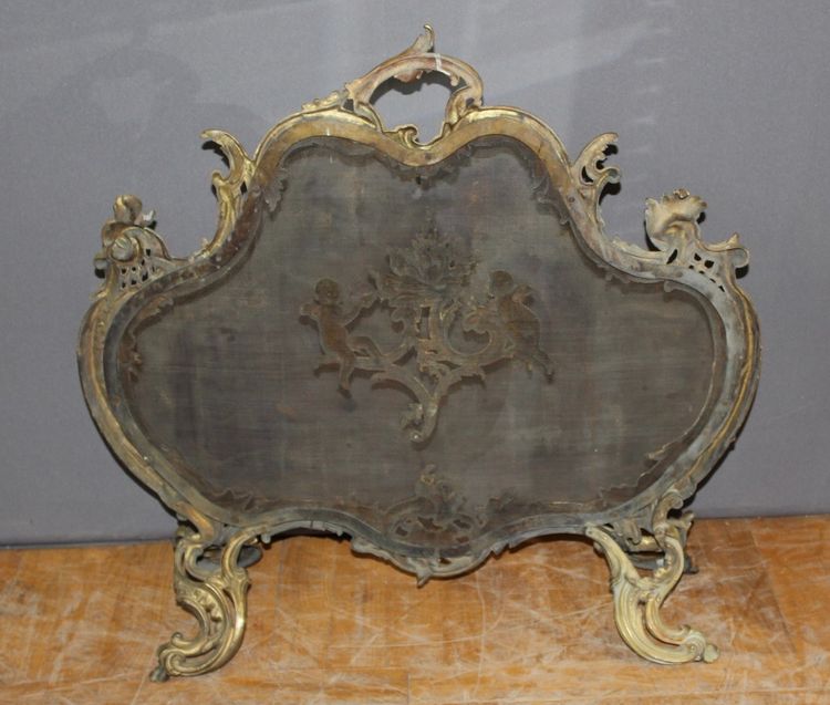 Ecran de cheminée Louis XV en bronze fin XIX