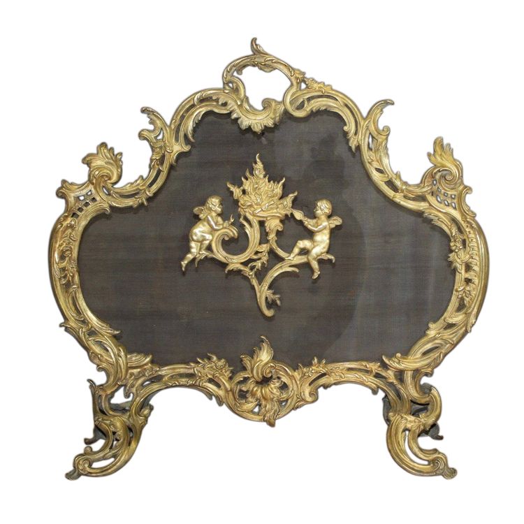 Ecran de cheminée Louis XV en bronze fin XIX