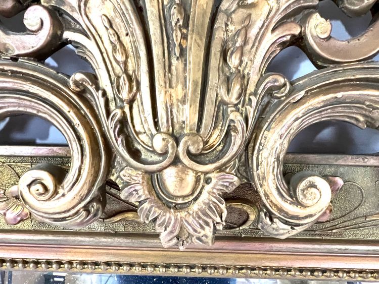 Grand miroir ancien doré à la feuille – France, XIXe siècle – Style Baroque Renaissance