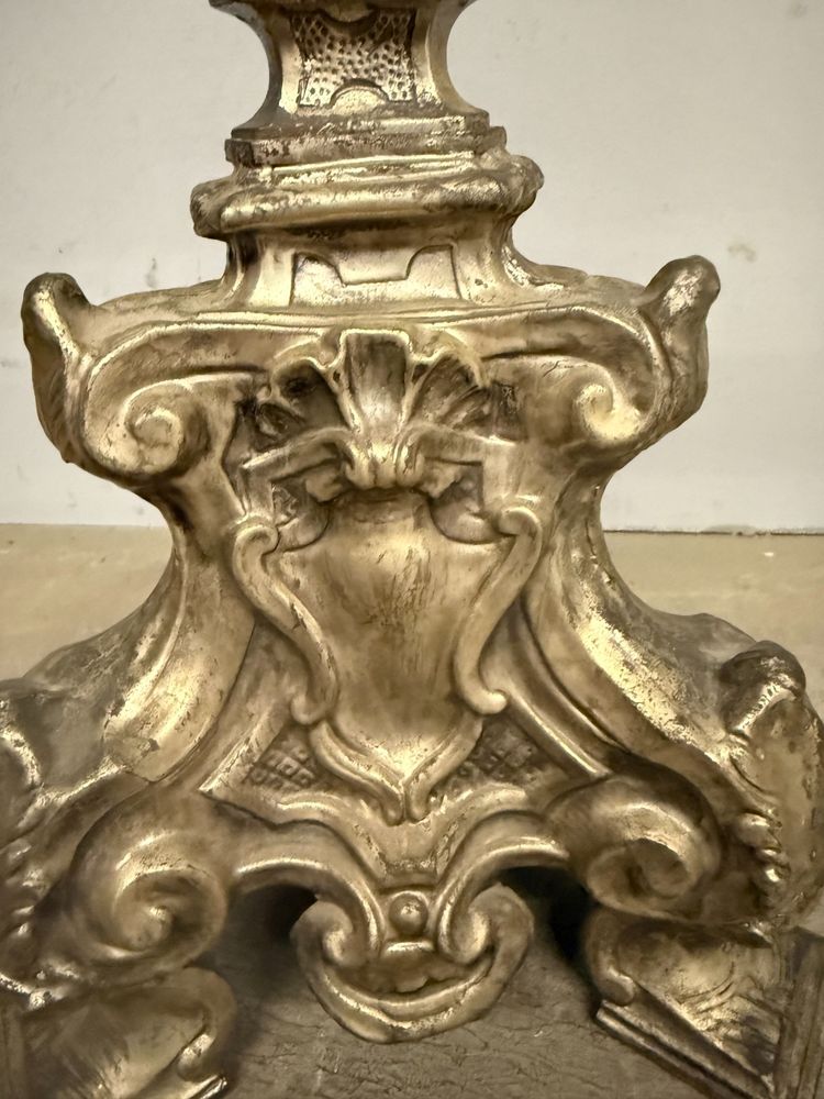 Splendid 18th century candlestick, in silver-plated metal 97x25.