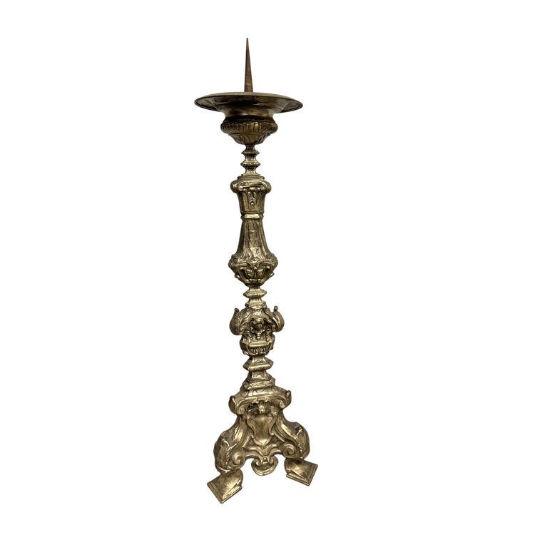 Splendid 18th century candlestick, in silver-plated metal 97x25.