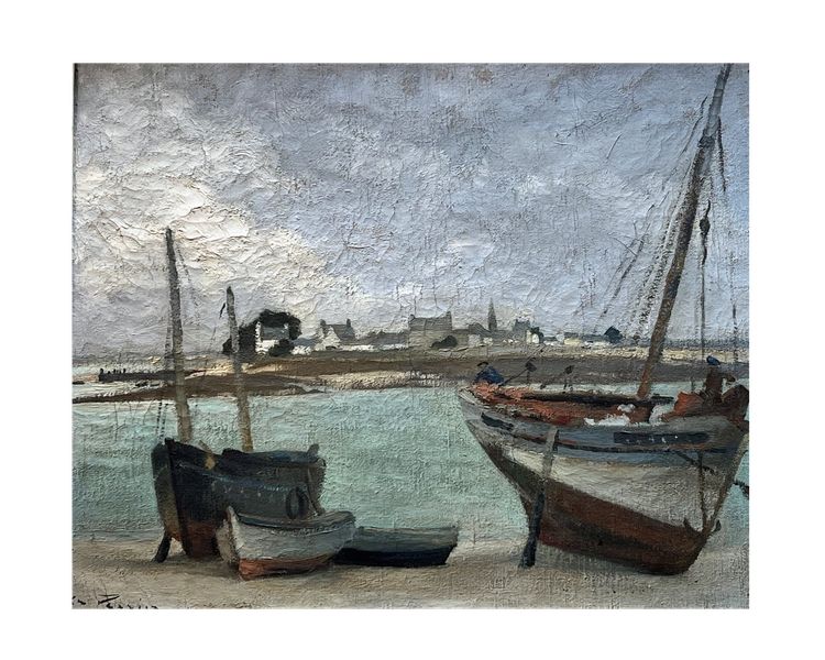 Lobster boat in front of Tudy Island, Brittany, Finistère