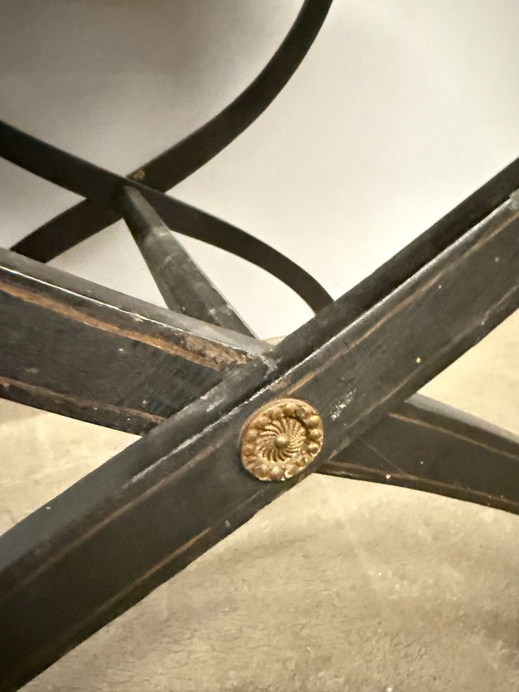Base de table de pique-nique des années 1850 avec plateau peint, base en bois, 52x56x64cm