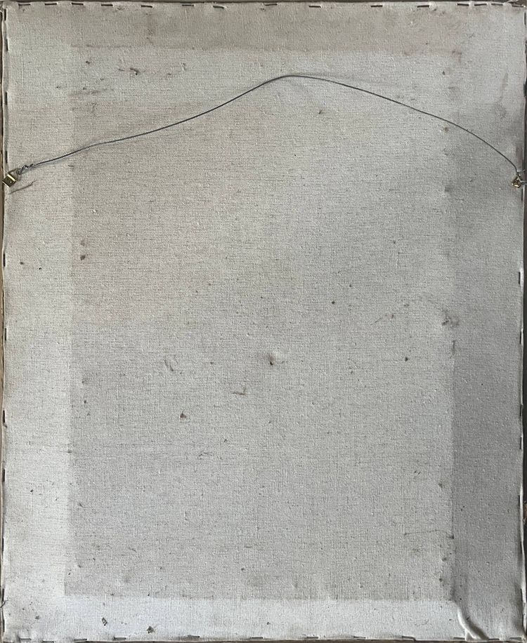 Tableau "Le Bon Pasteur" broderie et peinture XIX° siècle