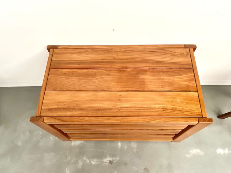 Cassettiera in olmo massello, Maison Regain, circa 1970