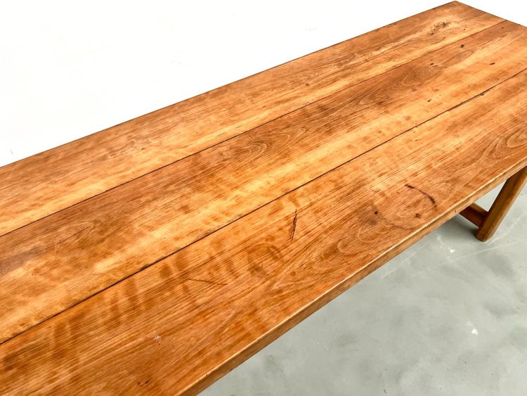 Grande table de ferme brutaliste en hêtre 