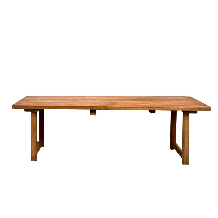 Grande table de ferme brutaliste en hêtre 