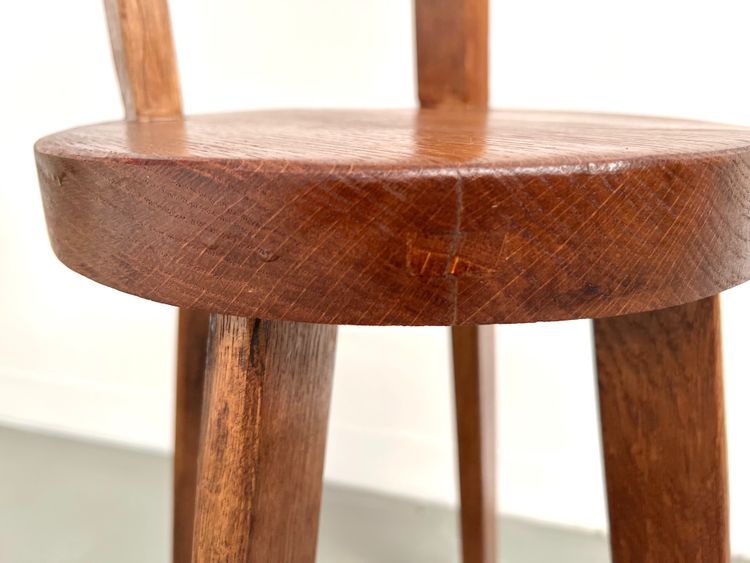 Brutalist chair in solid oak, 1900
