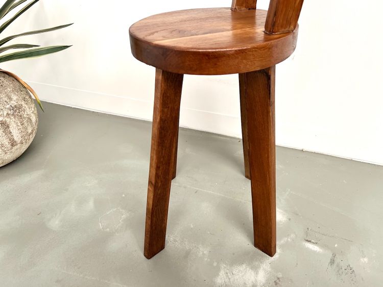 Brutalist chair in solid oak, 1900